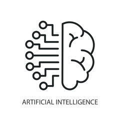 Artifical intelligence thin line vector icons.