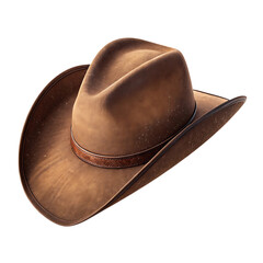 Brown cowboy hat isolated on transparent background