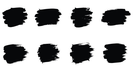 Black Ink Brush Stroke Collection on White Background silhouette