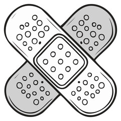 Crossed adhesive bandages in gray and white illustration