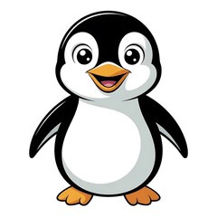 Obraz premium Adorable Cartoon Penguin Character with Playful Eyes and Cheerful Expression A Delightful Digital Illustration for Childrens Content