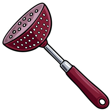 red slotted spoon kitchen utensil clip art preview