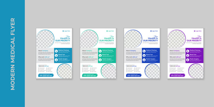 Modern Medical Flyer Design Template Healthcare, Hospital, Clinic, or Doctor Service Flyer, Medical Services Promotion, Editable Vector Layout, Print-ready vector Healthcare Flyer Layout Design, 