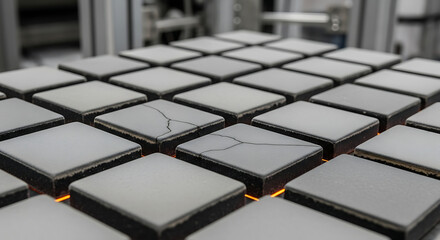Industrial process of creating ceramic tiles with visible crack