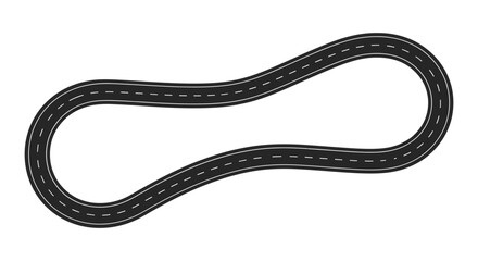 Abstract Asphalt Road Design Element Isolated on White Background silhouette