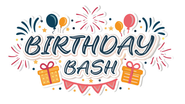 Birthday bash celebration with gifts balloons and fireworks for a festive party design