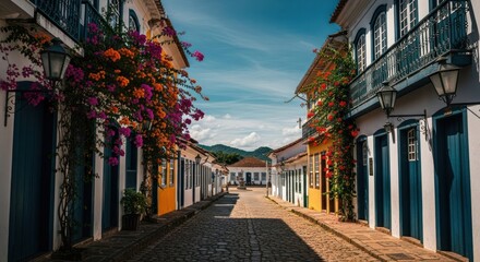 Fototapeta premium Colorful colonial street in a charming town