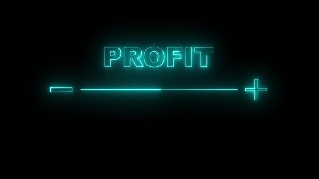 Glowing neon profit added icon animation. neon  business profit concept.  increase profit, company profit add, growth plan. Positive thinking or personal development. 4k video animation.