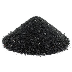 Isolated mound of black soil, perfect for gardening and horticulture projects