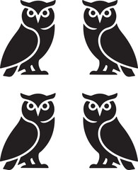 set of owls on white