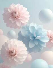 Fototapeta premium illustration of flowers with a soft pink colors and a smooth gloss texture 