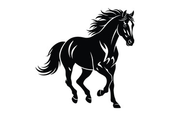 Running Horse Silhouette Vector &ndash; Black and White Wild Horse Illustration