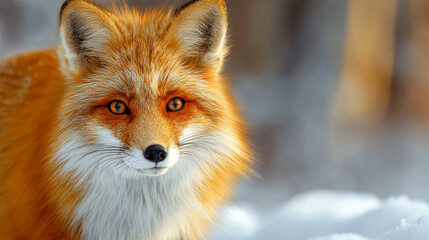 Beautiful arctic winter fox scene, sharp detail and soft bokeh