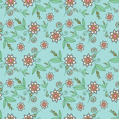 Seamless beautiful vintage flower pattern textile design
