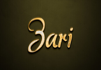 Old gold text effect of name Zari with 3D glossy style Mockup