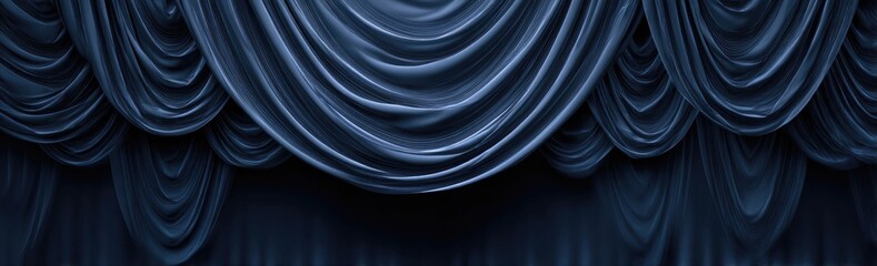 Draped, deep-blue fabric folds