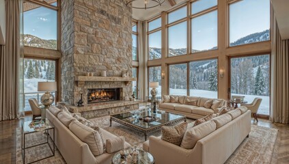 A dream luxury mansion in Aspen, Colorado, with a stunning snowy view.