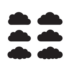 Cloud Icon Set, Vector Symbols, Transparent Background. Ideal for Apps, Websites, and UI Design.