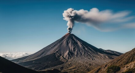 Fototapeta premium Active volcano erupting plume of smoke