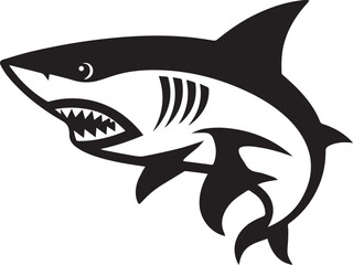Obraz premium Silhouette Style Vector Shark Logo Design Icon – Minimal Powerful Ocean Predator Symbol for Marine, Adventure, Sports, or Fishing Branding, Monochrome Aggressive Shark Graphic for Print, Web, and Merc