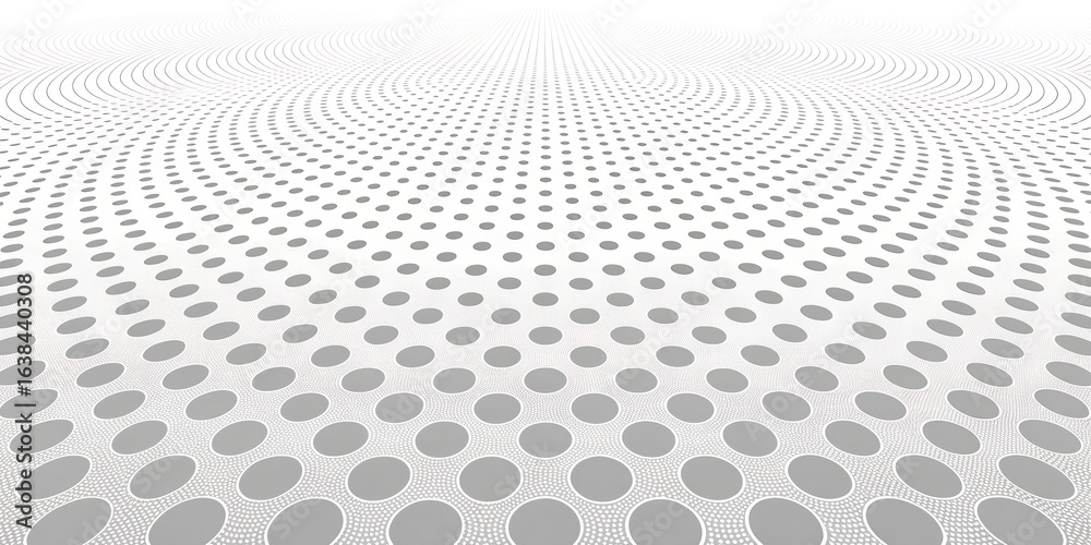 Wall mural a white background with a pattern of gray circles diminishing into the distance perspective view