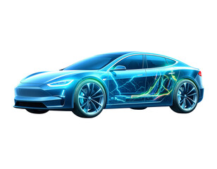 Vector electric car side view transparent background