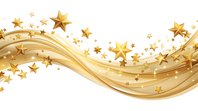 abstract background with golden stars isolated on white background. PNG Transparent file type with high definition quality And vibrant color grading Available.