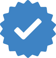 Blue tick check icon transparent background
