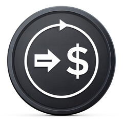 Obraz premium dollar icon on metal button isolated on white background. PNG Transparent file type with high definition quality And vibrant color grading Available.