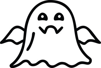 Obraz premium Cute ghost with wings isolated on white background