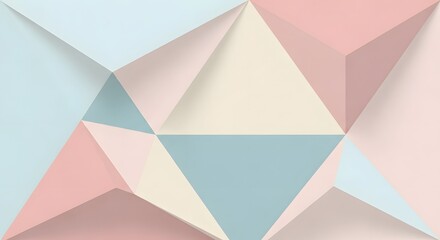 Abstract geometric background with triangles in pastel colors, a modern and creative design for wallpaper, banners, or decorative elements, adding a trendy touch