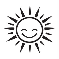 Smiling sun line icon. Summer vector symbol. Editable stroke.