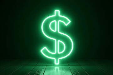Obraz premium neon dollar sign, glowing green dollar sign, neon green dollar symbol, green neon financial icon, glossy neon dollar icon, vibrant dollar sign