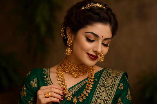 Graceful Marathi Woman in Traditional Nauvari Saree Attire