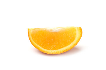 One slice of juicy orange isolated on white