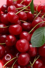 Fresh ripe red cherries as background, closeup