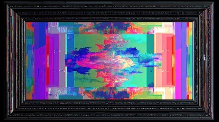 Framed glitch art digital painting