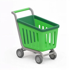 Green Plastic Shopping Cart Icon