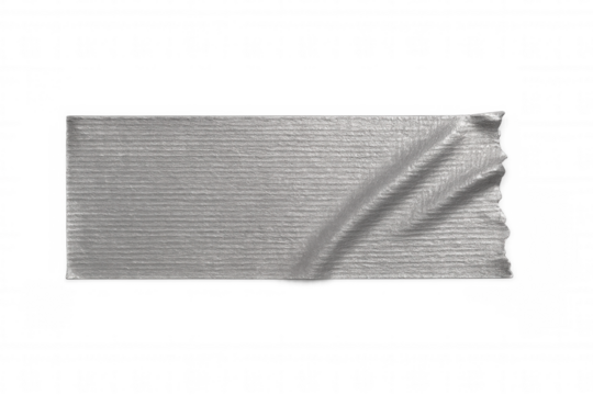 Crumpled gray adhesive tape with transparent backing, showing realistic texture and worn surface details