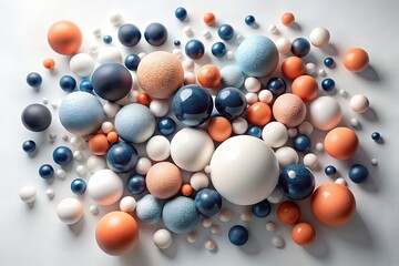 Colorful collection of spheres isolated on white background