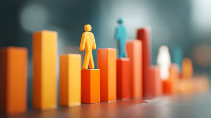 Sharp medium shot of animated infographic bars showing womens life expectancy outpacing mens by close to six years with blurred secondary elements emphasizing the gender divide.