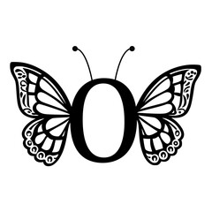 butterfly vector illustration.Butterfly Alphabet O .Cut File for Cricut, Silhouette,
