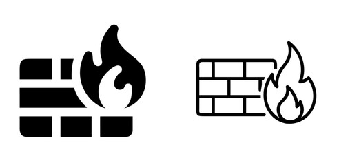 Firewall and Network Security Protection Line Icon