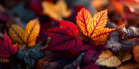 pile of fall leaves isolated, autumn natural background