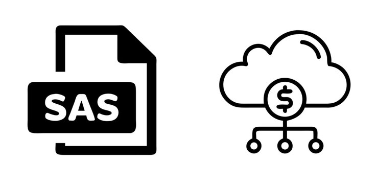 SaaS Cloud Software and Service Platform Line Icon