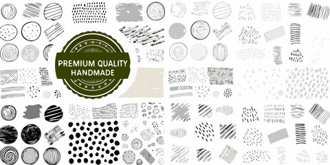 Collection of hand drawn textures and patterns with a premium quality handmade stamp