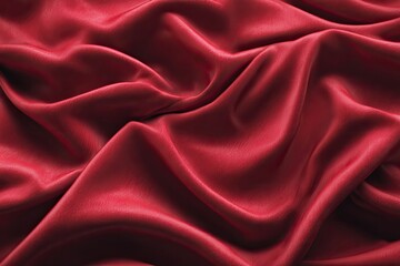 Obraz premium Deep crimson silk fabric draped in flowing, smooth folds