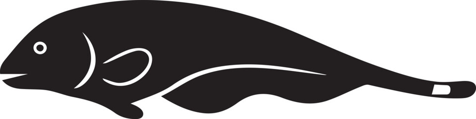 Black silhouette of a fish with a white eye animal © jakircreativedesign
