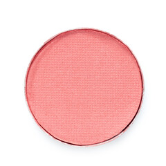 Eye shadow refill pan for palette isolated on white, top view. Red shade