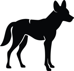 Obraz premium African wild dog silhouette vector illustration isolated on white for savanna and wildlife design